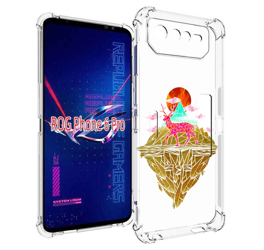 Чехол MyPads розовый олень абстракция для Asus ROG Phone 6 Pro