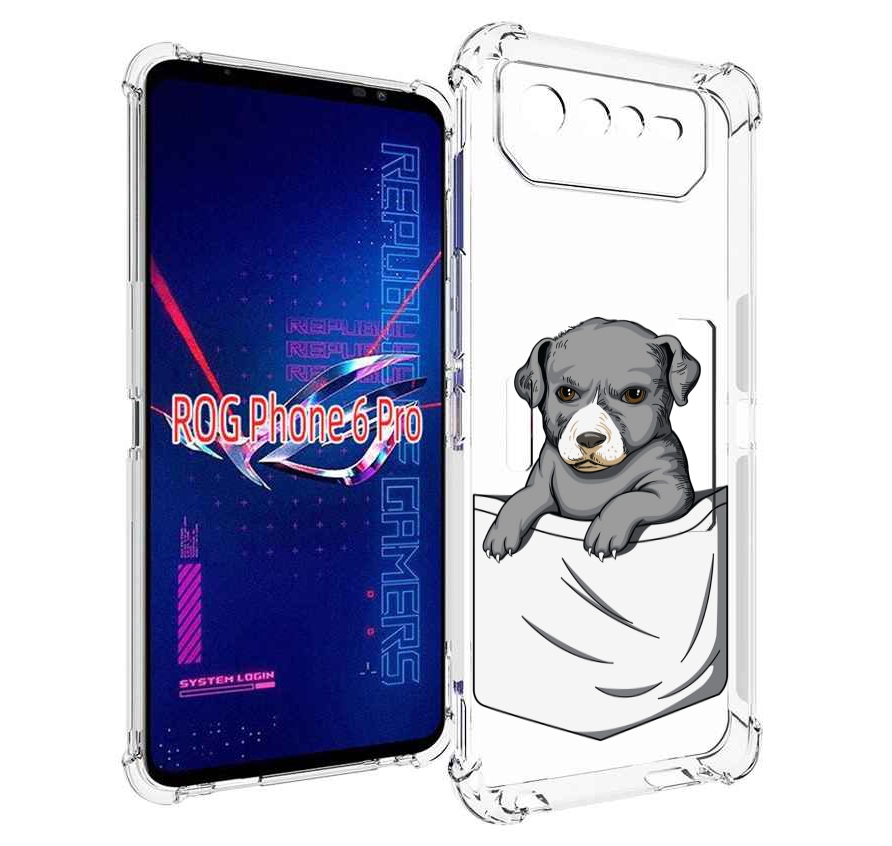 

Чехол MyPads собачка в кармане для Asus ROG Phone 6 Pro, Прозрачный, Tocco