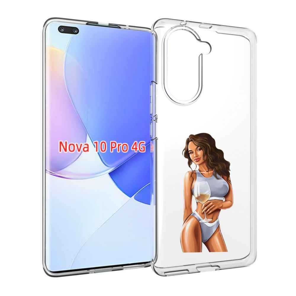 Чехол MyPads девушка-в-сером-купальнике- женский для Huawei Nova 10 Pro противоударный