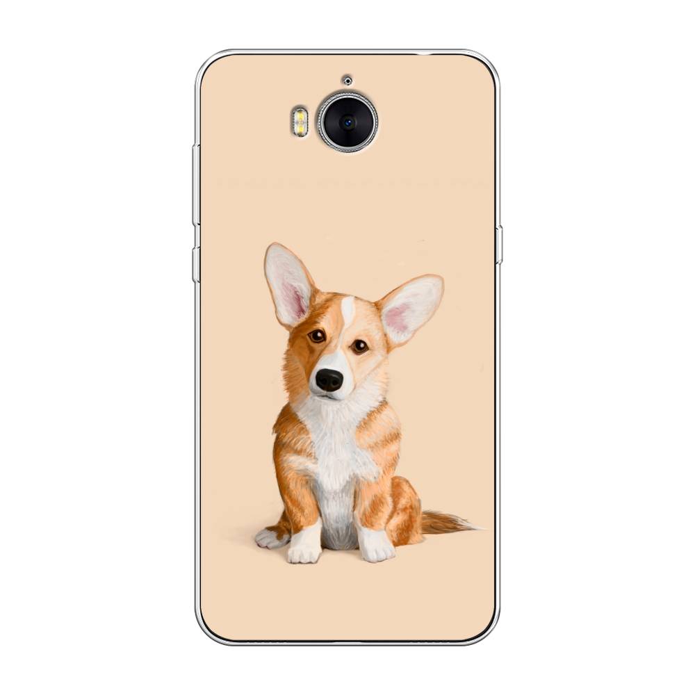 

Чехол на Huawei Y5 2017 "Грустный Корги", Коричневый;бежевый, 62550-1