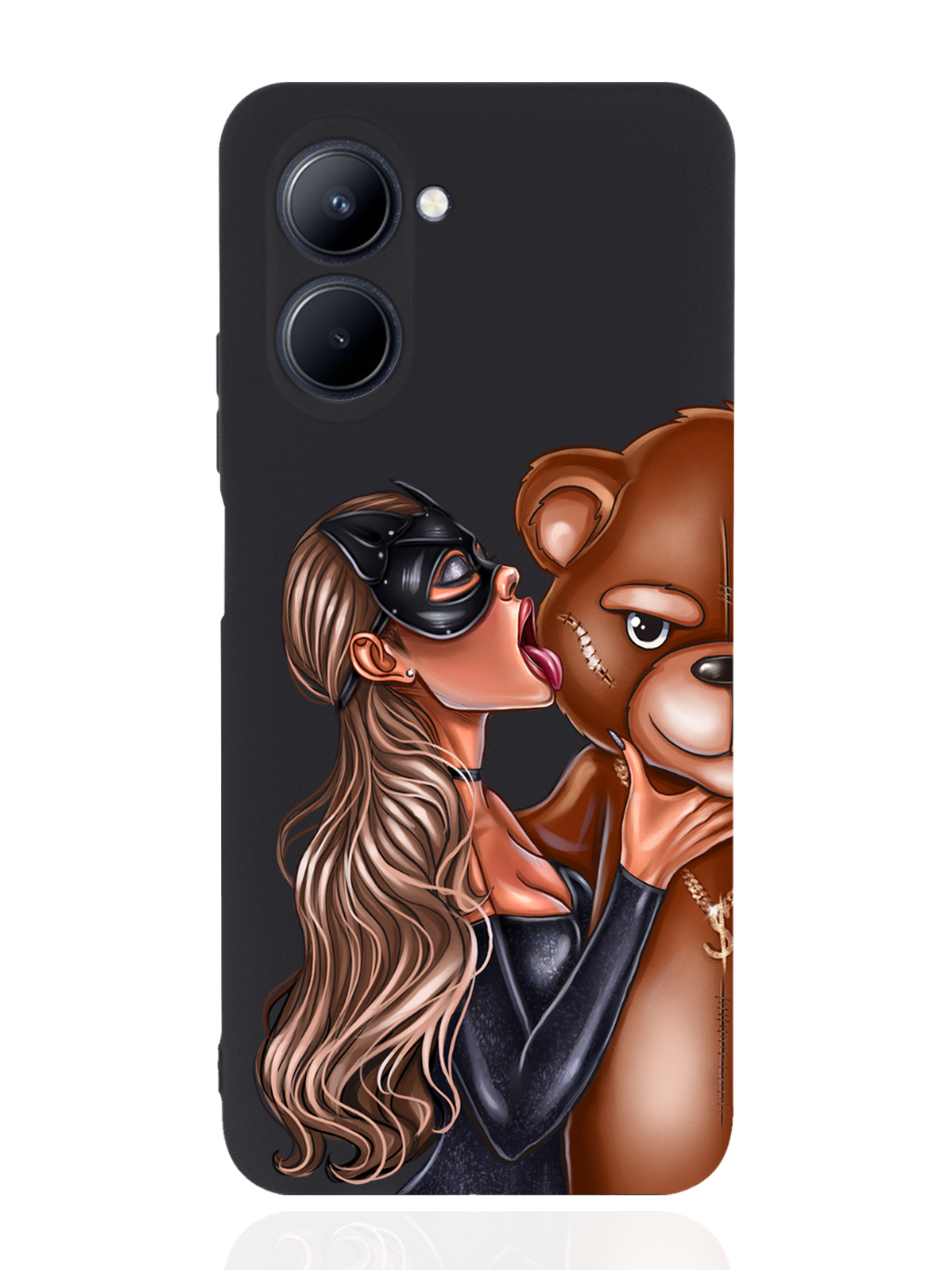 

Чехол MustHaveCase для realme C33 Кошечка и мишка черный, Черный;коричневый