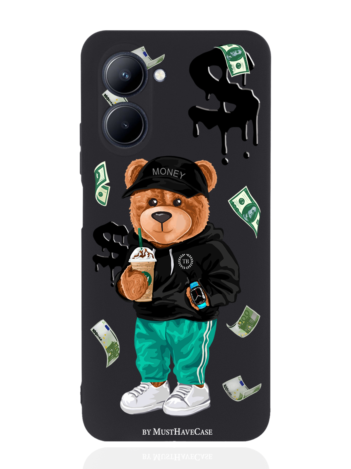 фото Чехол musthavecase для realme c33 tony bear/ мишка тони черный