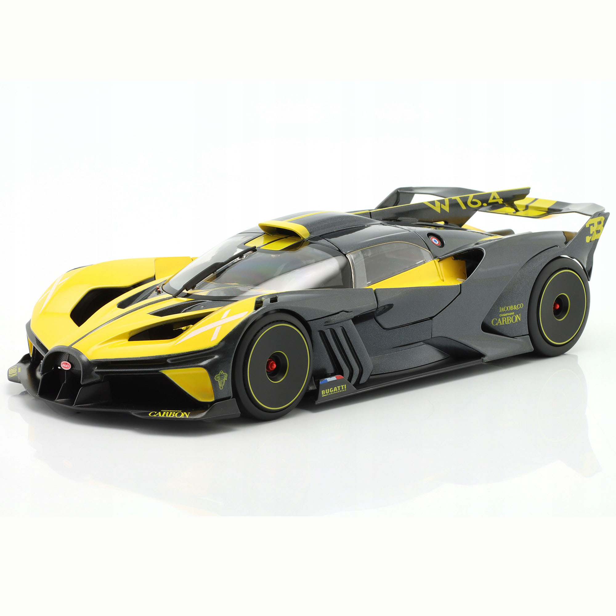 Машинка металлическая Bburago Bugatti Bolide, 1:18, желтая, 18-11047YL игрушечная машинка bburago металлическая 1 32 2020 mustang shelby gt500 18 43000