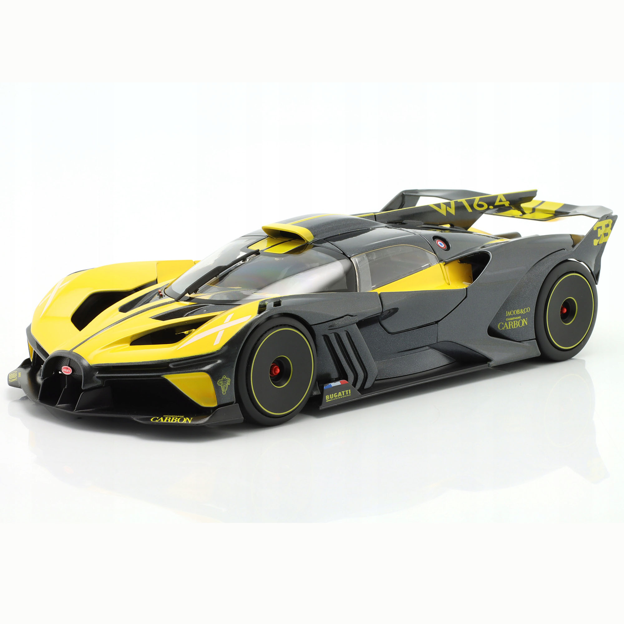 Машинка металлическая Bburago Bugatti Bolide, 1:18, желтая, 18-11047YL машинка металлическая bburago bugatti bolide 1 18 синяя 18 11047bu