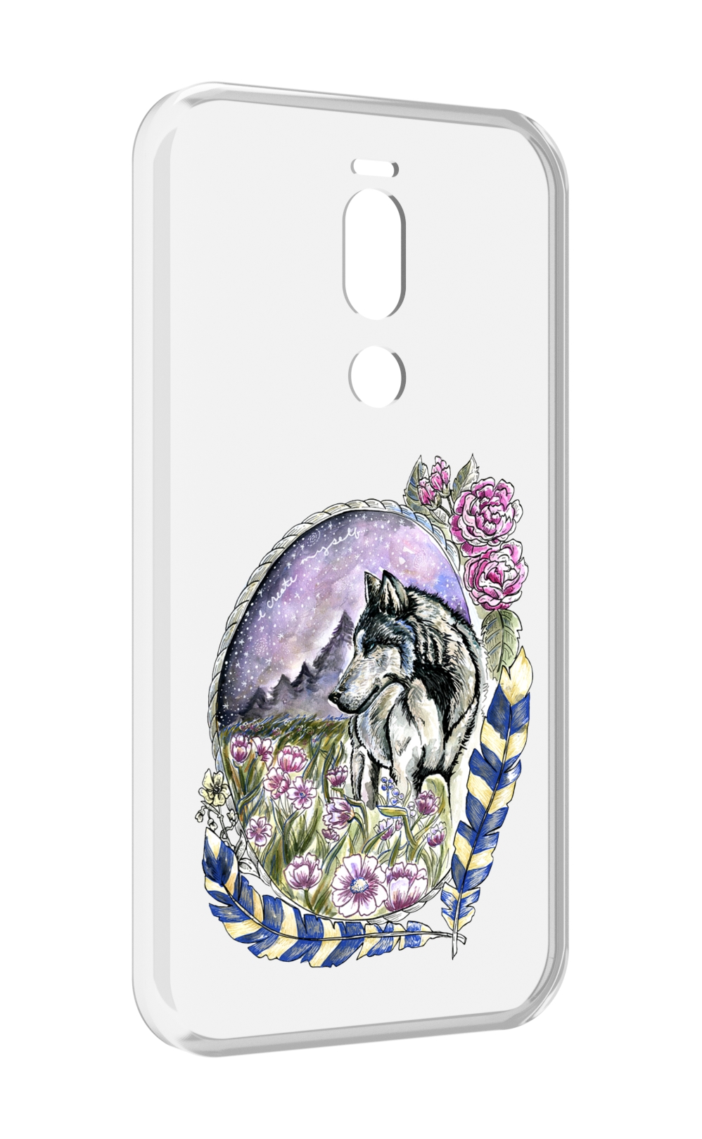 

Чехол Mypads Нарисованный Волк В Цветах С Перьями Для Meizu X8, Прозрачный, Tocco