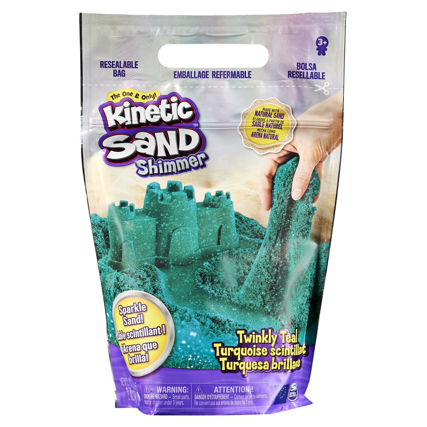 фото Кинетический песок kinetic sand бирюзовый, с блестками