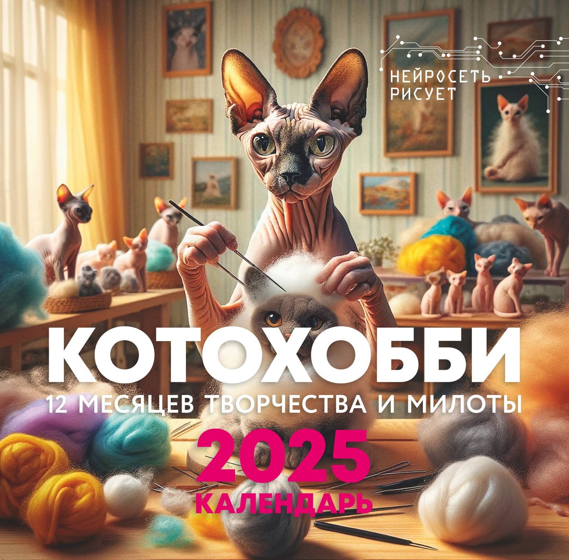 

Календарь настенный АСТ КотоХобби 12 месяцев творчества и милоты Нейросеть рисует