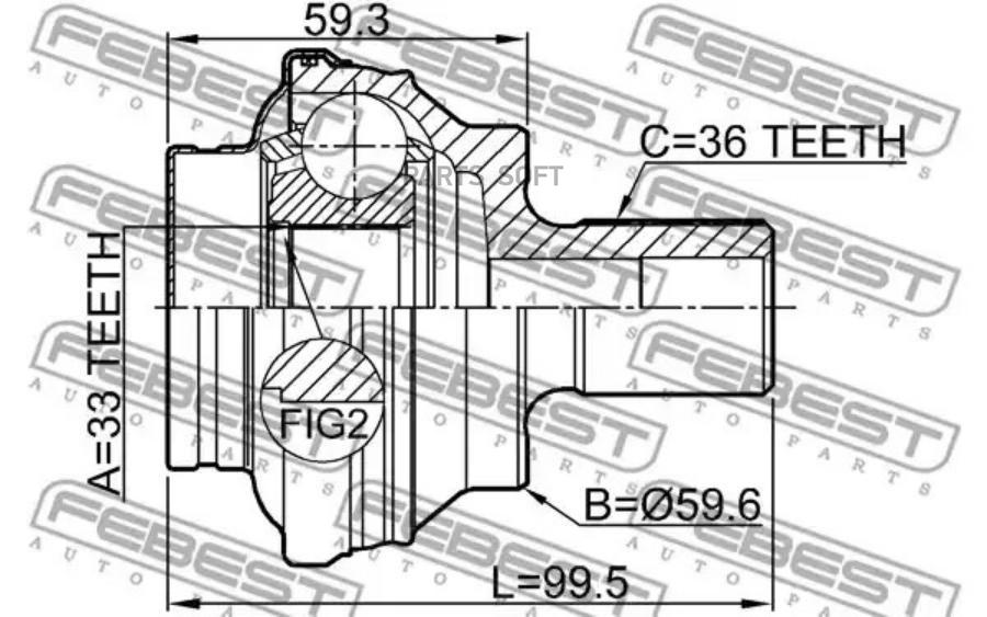 

FEBEST ШРУС НАРУЖНЫЙ ЗАДНИЙ 33X59.5X36