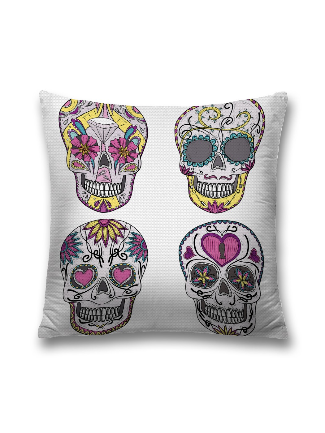 

Наволочка декоративная JoyArty "Мексиканские сахарные черепа" на молнии, 45x45 см, Белый