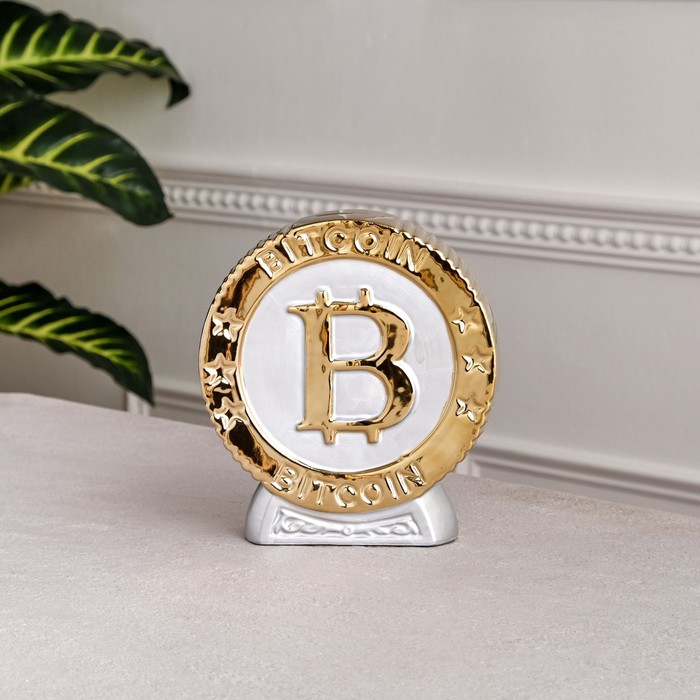 

Копилка "Биткоин", золотая, керамика, 19 см