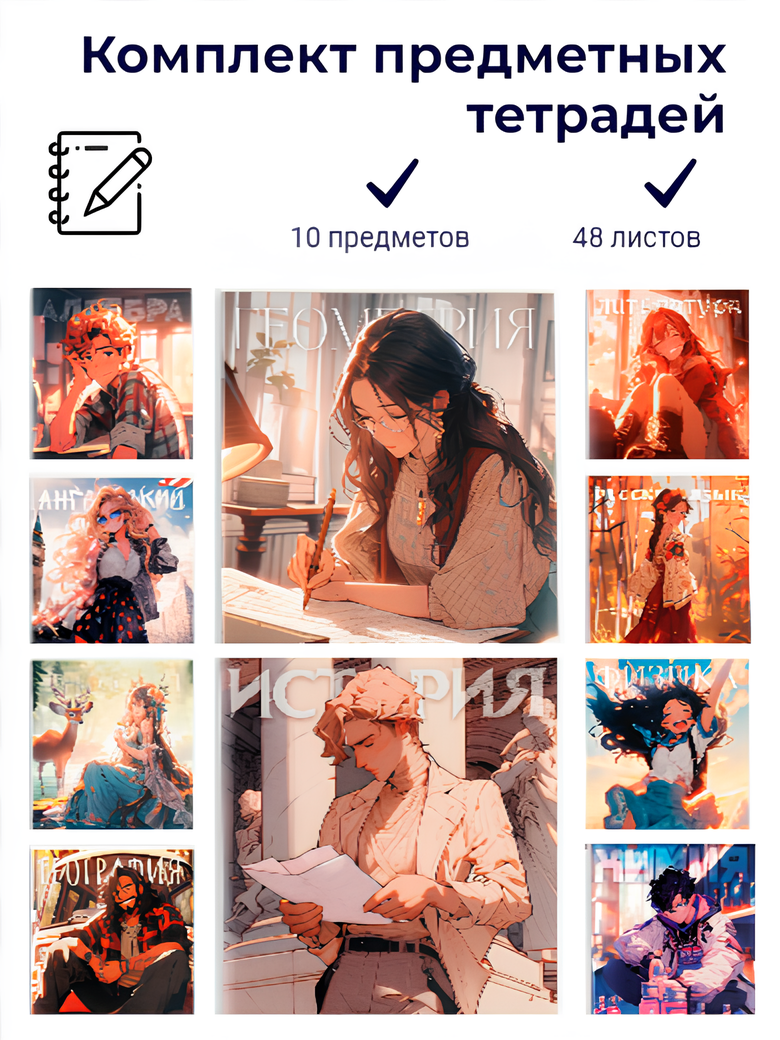 

Комплект предметных тетрадей ArtFox STUDY Аниме, 10 предметов, 48 листов, Аниме