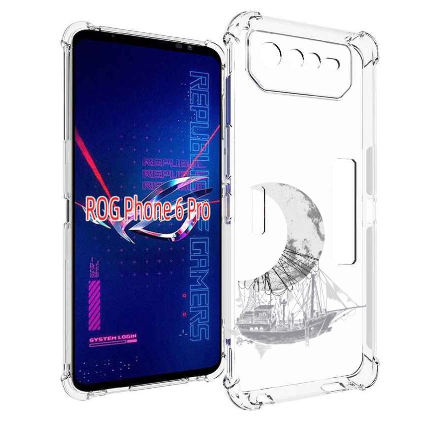 

Чехол MyPads черно белый корабль полумесяц для Asus ROG Phone 6 Pro, Прозрачный, Tocco