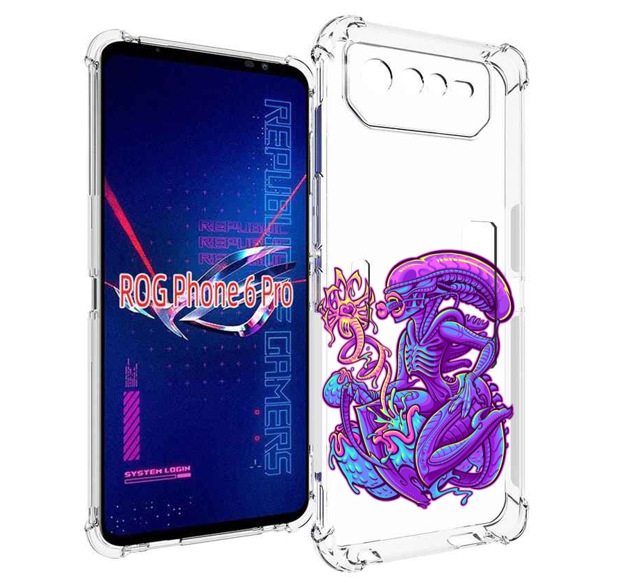

Чехол MyPads чужой фиолетовый цвет для Asus ROG Phone 6 Pro, Прозрачный, Tocco