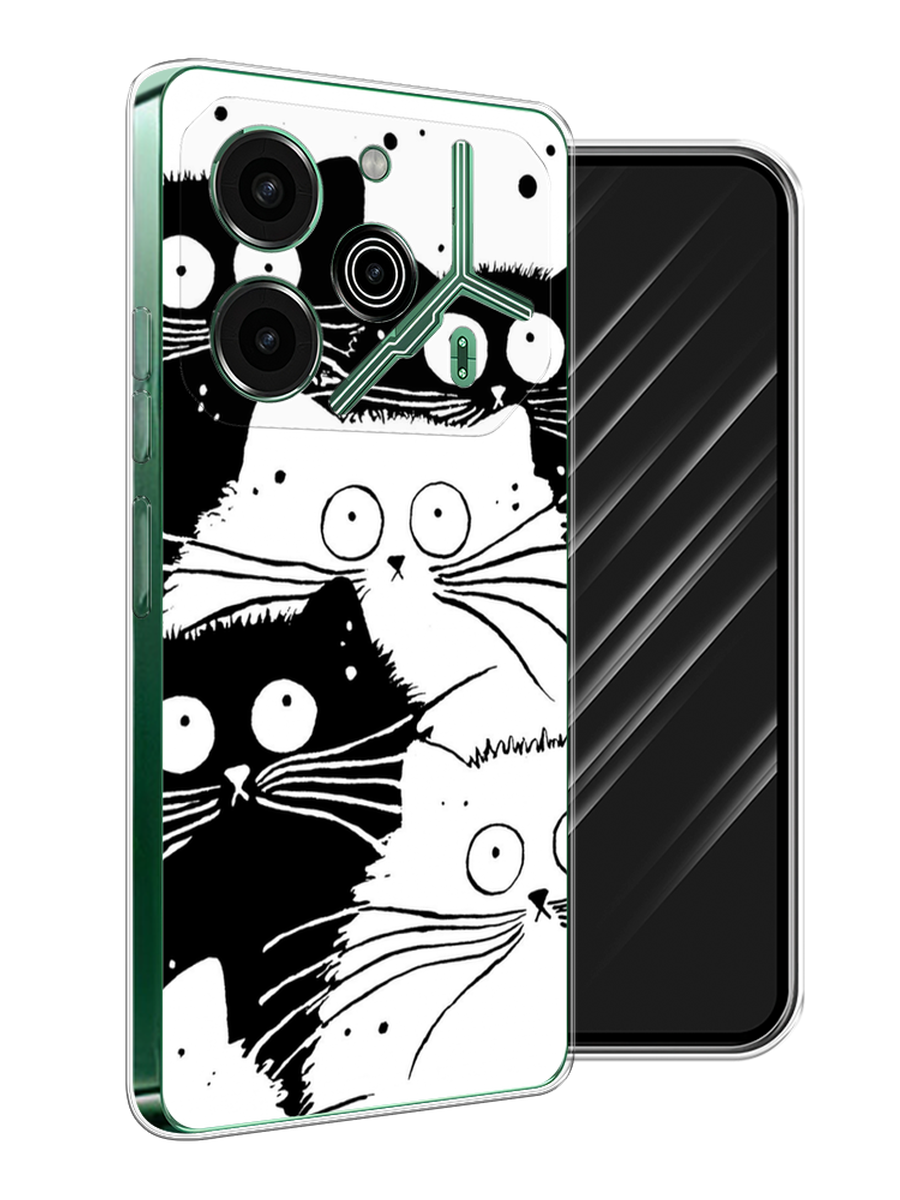 

Чехол Awog на Tecno Pova 6 Pro 5G "Коты черно-белые", Черный;белый, 305250-1