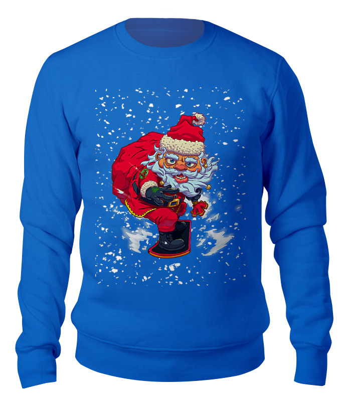 

Свитшот унисекс Printio Santa snowboard_ синий L, Santa snowboard_