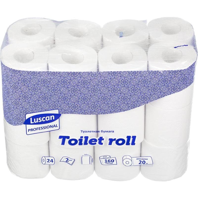 Бумага туалетная Luscan Professional 2-слойная белая 24 рулона в упаковке, 396249