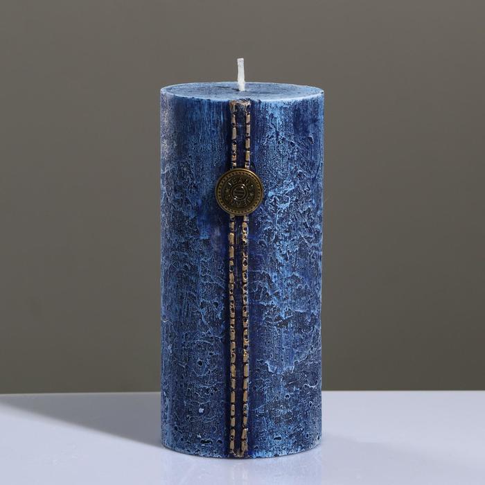 фото Свеча - цилиндр "кантри джинс" , 7×15 см, голубой trend decor candle