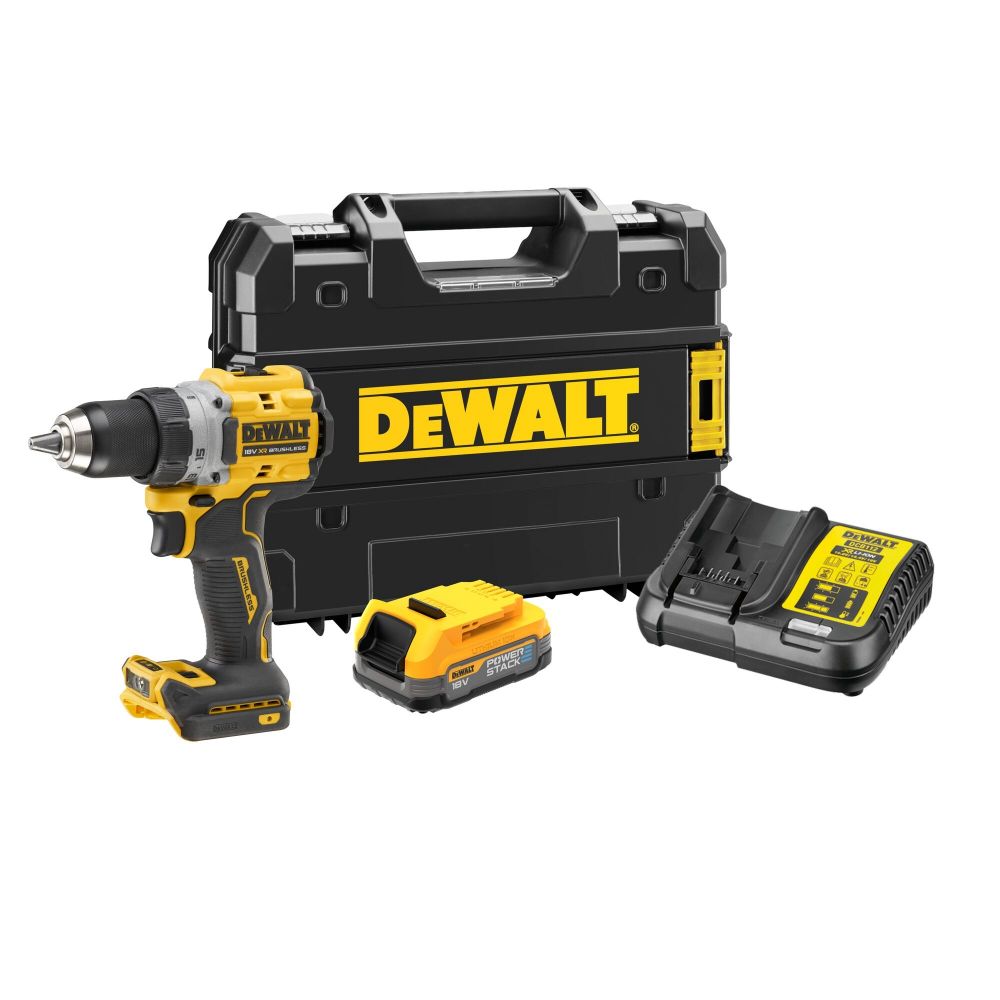 Аккумуляторная безударная бесщеточная дрель-шуруповерт DEWALT DCD800E1T, 18 В, PowerStack