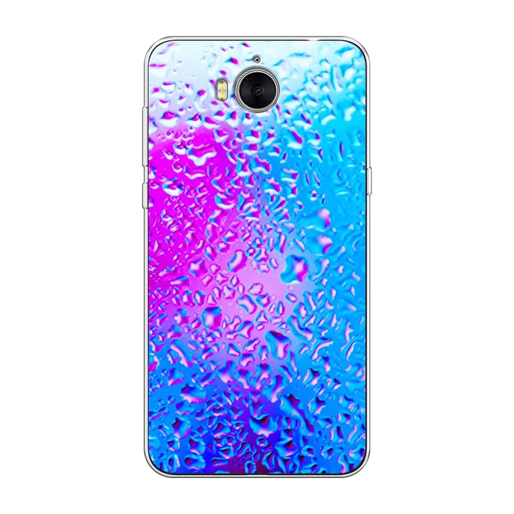

Чехол на Huawei Y5 2017 "Капли на стекле", Голубой;розовый, 62550-3