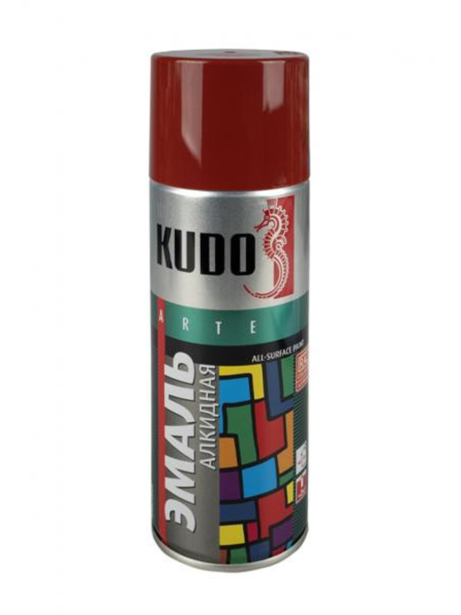 Краска KUDO, универсальная, алкидная, красно-коричневый, аэрозоль, 520 мл, комплект 12 шт.