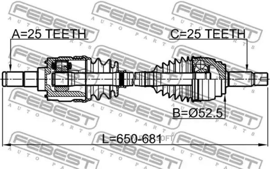 

FEBEST ПРИВОД ПЕРЕДНИЙ ЛЕВЫЙ 25X655X25