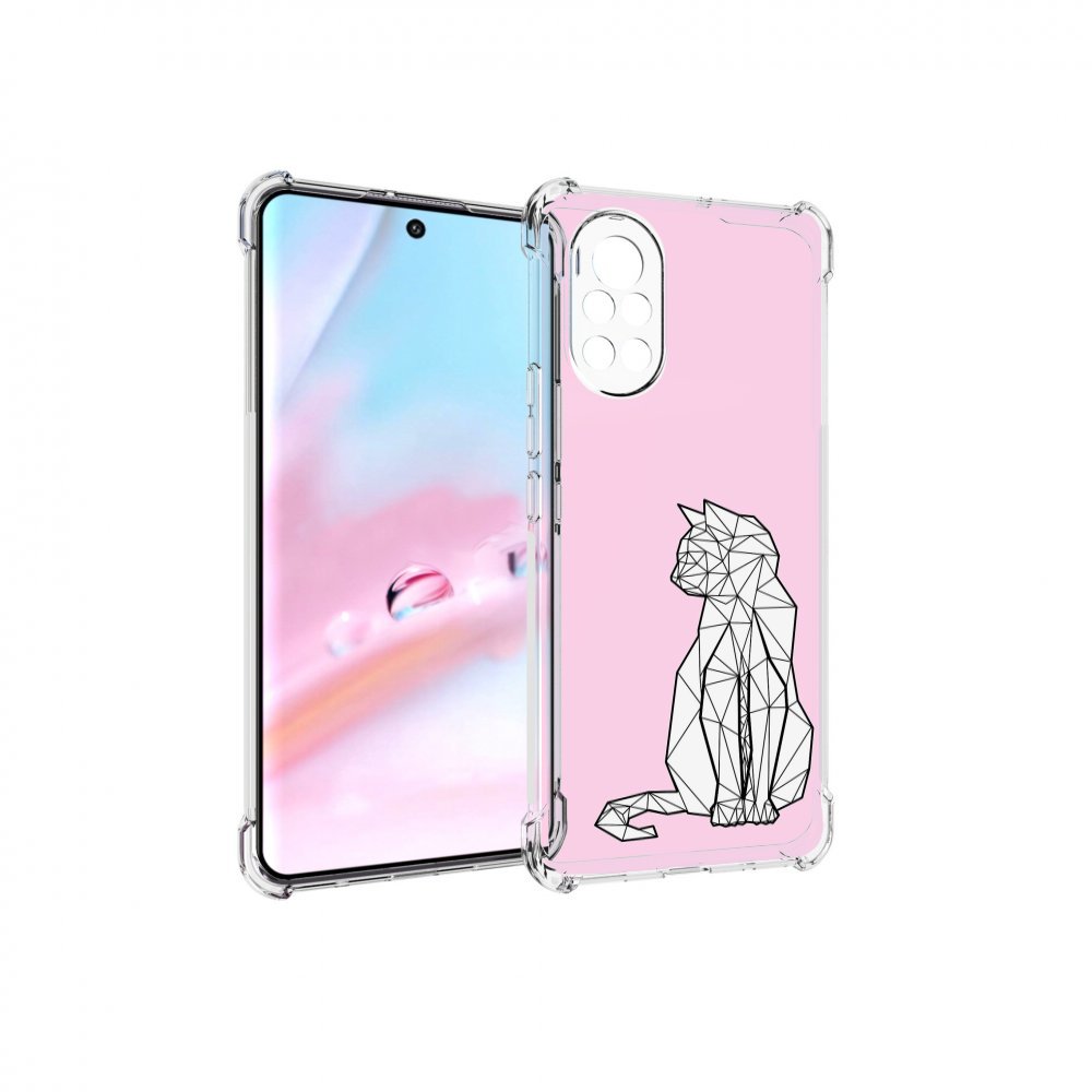 

Чехол MyPads белый котик с гранями для Huawei Nova 8 (ANG-LX1), Прозрачный, Tocco