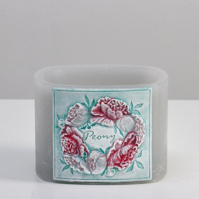 фото Лампион/ подсвечник квадратный "пион", 13х13х9,5 см, матовый серый trend decor candle