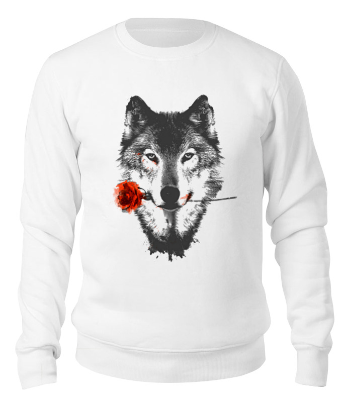 

Свитшот унисекс Printio Wolf&rose белый L, Wolf&rose
