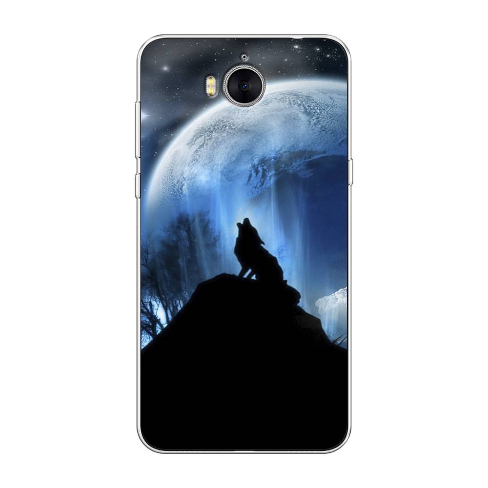 

Чехол на Huawei Y5 2017 "Волк 2", Синий;черный;белый, 62550-1
