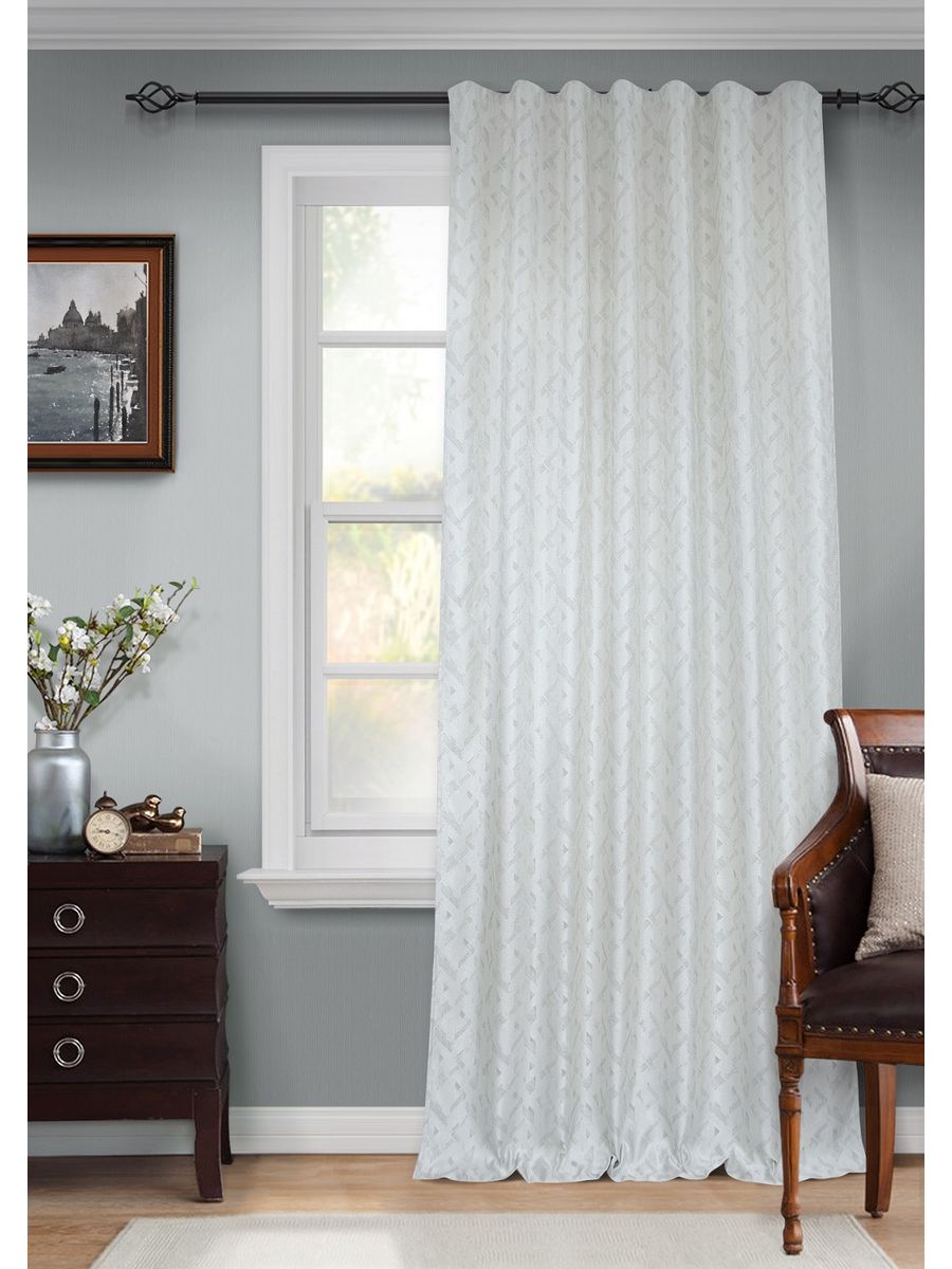 Штора жаккард пиксельная геометрия Amazontextile Home 200x280см