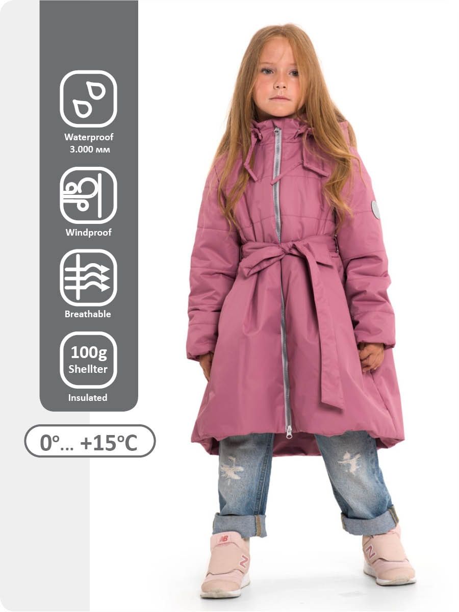 Пальто детское Zukka 15107gSS21g, темно-розовый, 158 пальто детское zukka 15107gss21g светло серый 146