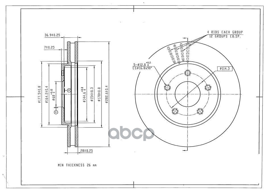 

Тормозной диск AVANTECH BR3029S