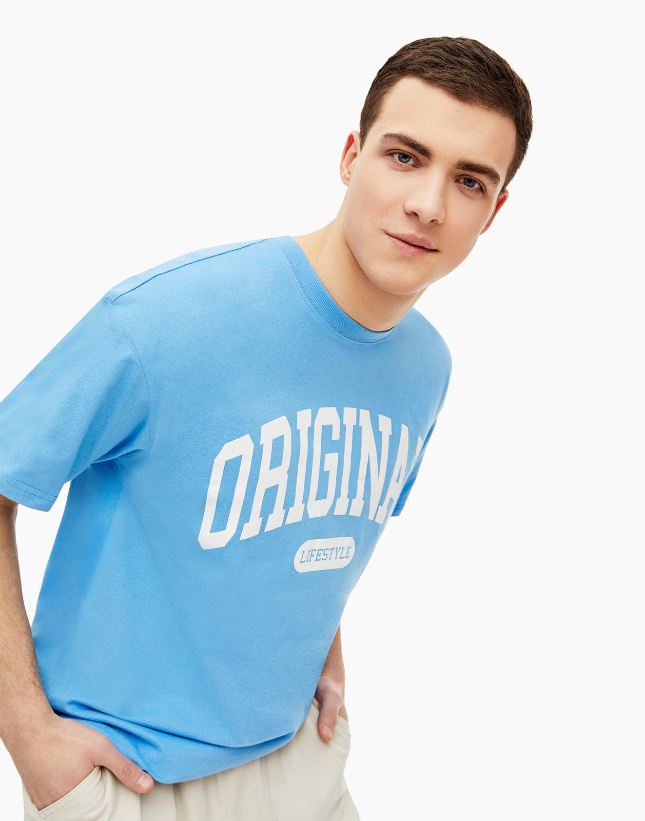 

Футболка мужская Gloria Jeans BKT011713 синяя L, Синий, BKT011713