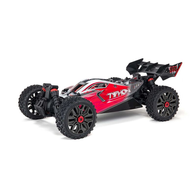 

Радиоуправляемая машинка багги ARRMA 1:8 TYPHON 4X4 V3 3S BLX RTR красный