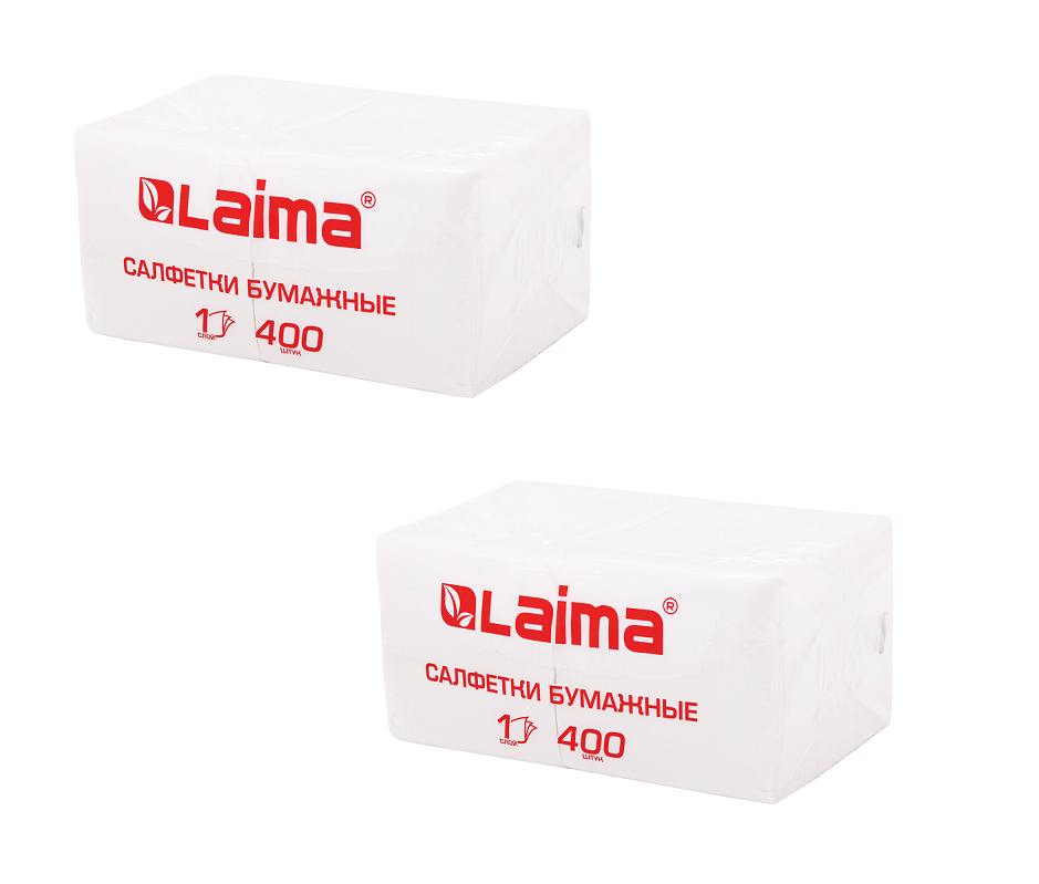 

Салфетки бумажные 400 шт., 24х24 см, Big Pack, белые, 100% целлюлоза, LAIMA, 114724, 2шт., Белый, 111795