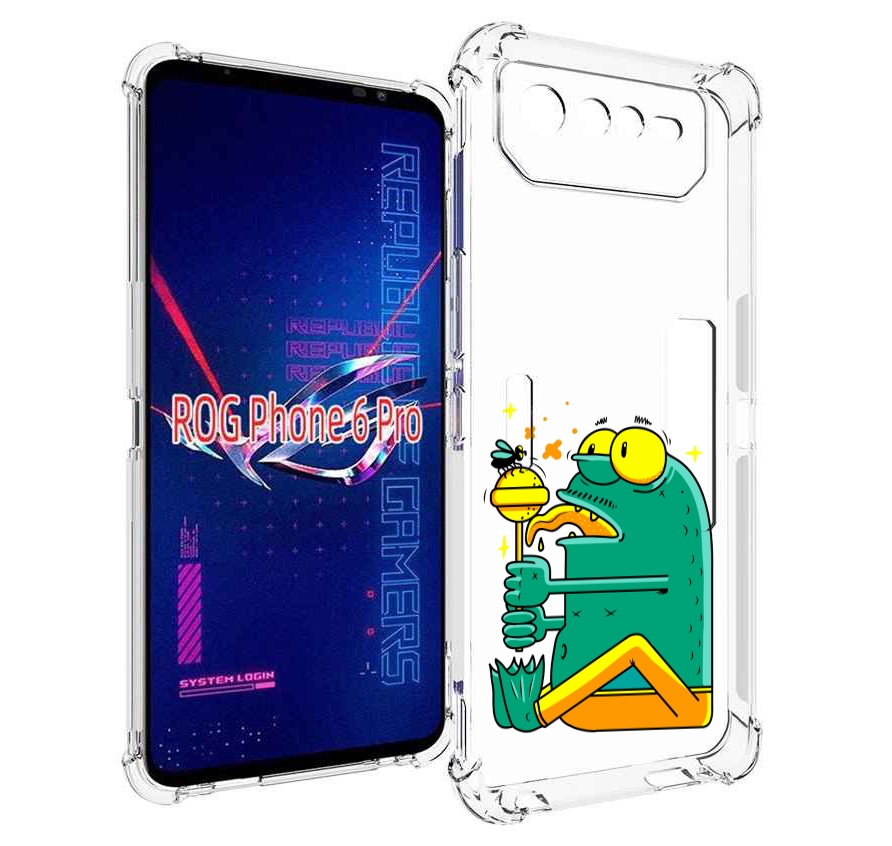 

Чехол MyPads Зеленая лягушка с чупа чупсом для Asus ROG Phone 6 Pro, Прозрачный, Tocco