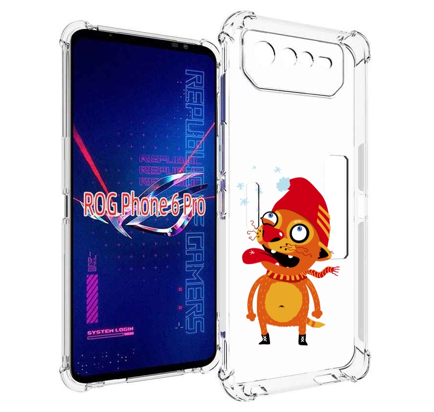 

Чехол MyPads Зимний кот для Asus ROG Phone 6 Pro, Прозрачный, Tocco