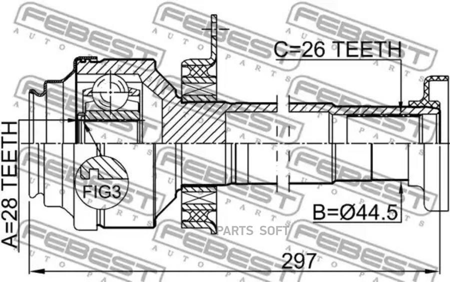 

FEBEST ШРУС ВНУТРЕННИЙ ПРАВЫЙ 28X48.6X26