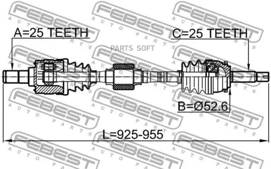 

FEBEST ПРИВОД ПЕРЕДНИЙ ПРАВЫЙ 25X927X25