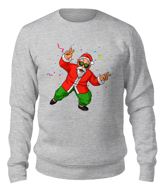 

Свитшот унисекс Printio Master roshi santa серый L, Master roshi santa