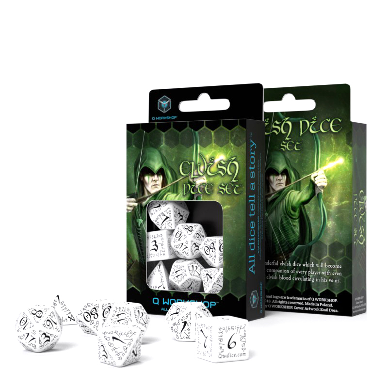 

Набор кубиков Pandora's Box для RPG Эльфийский, бело-черный