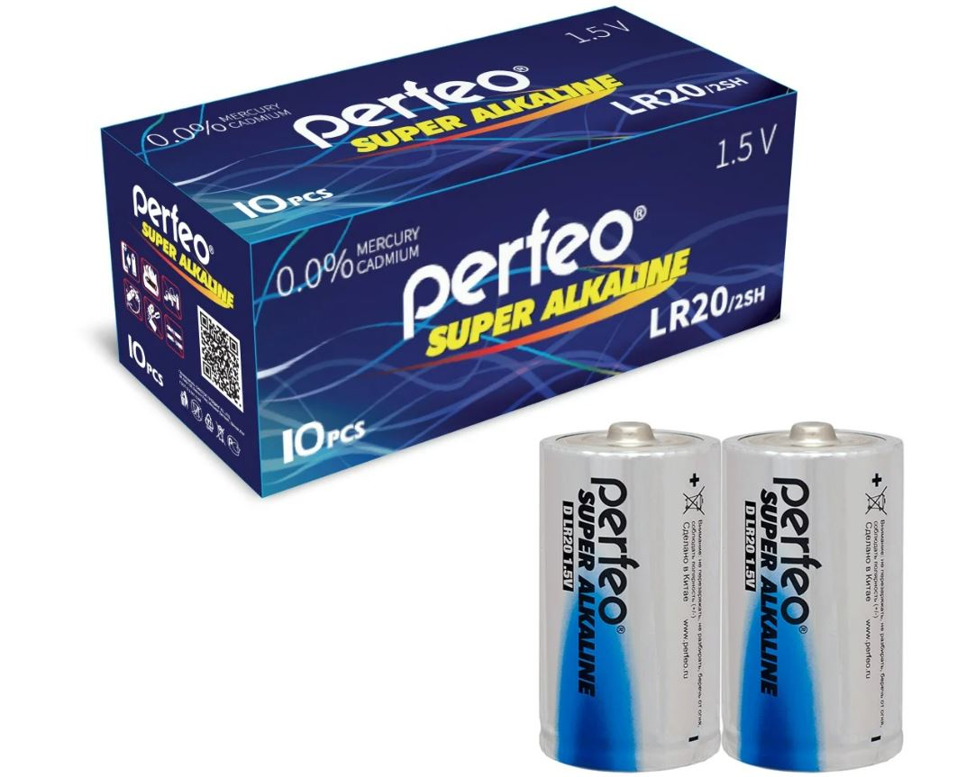 Батарейка Perfeo LR20/2SH Super Alkaline 10 шт