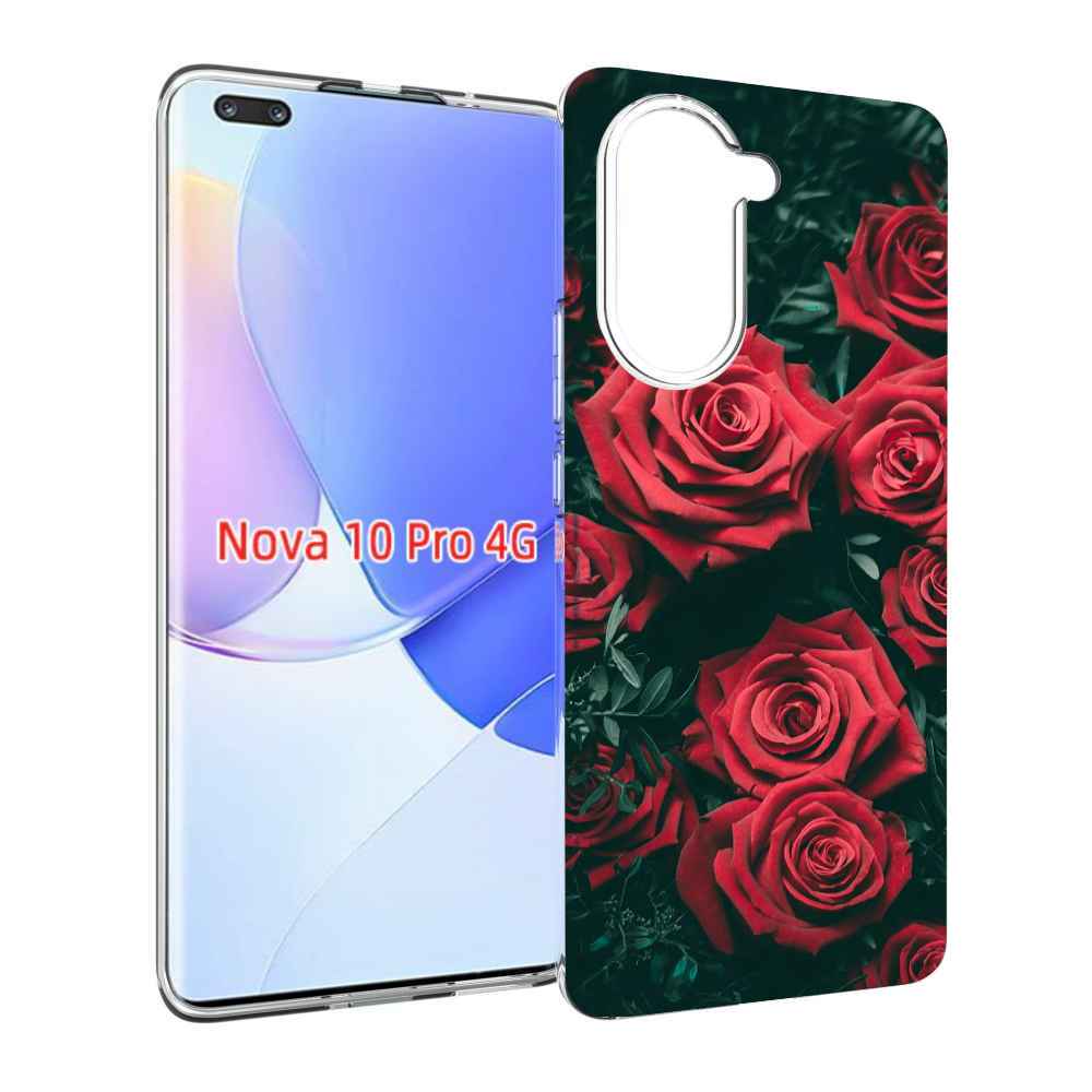 Чехол MyPads красные-бархатные-розы для Huawei Nova 10 Pro противоударный
