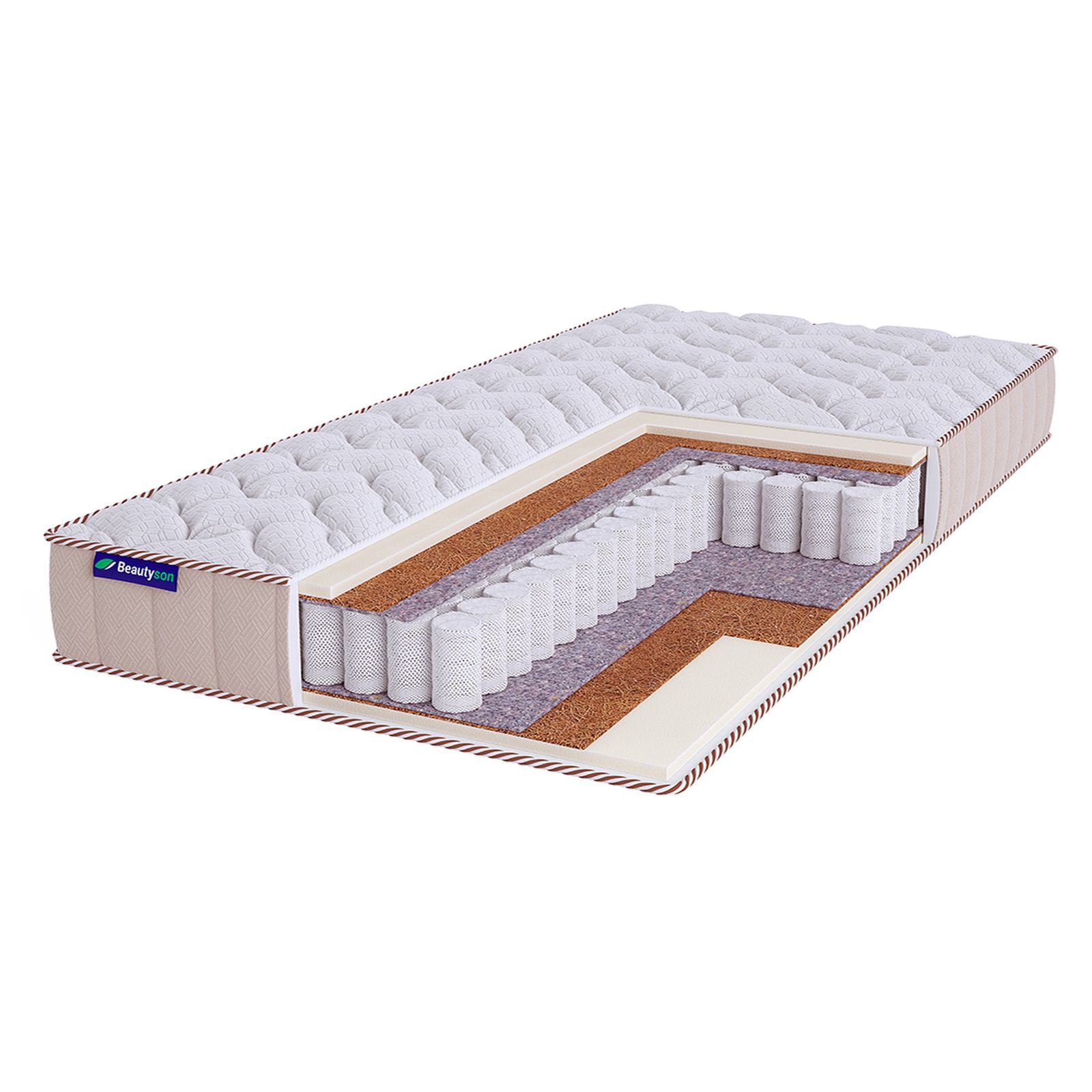 

Матрас BeautySon Roll Spring Balance S600 Lux бесклеевой 175x180x18, Белый;бежевый, Roll Spring Balance S600 Lux