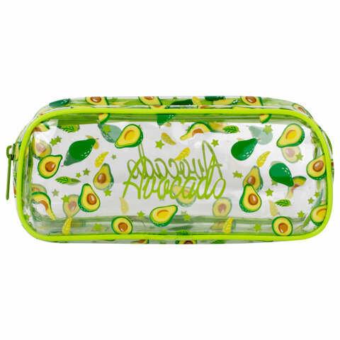 

Пенал-косметичка BRAUBERG LUCENT на молнии, прозрачный, Avocado, 21х5х9 см, 270054