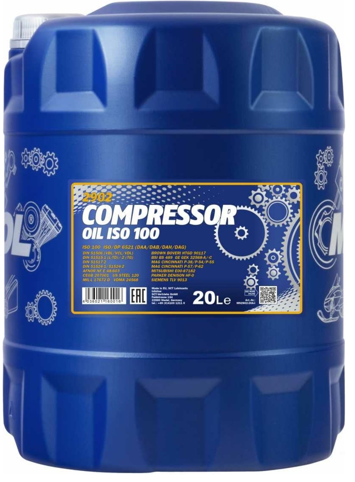 MANNOL 1934 Масло компр. Compressor Oil ISO 100 20 л.