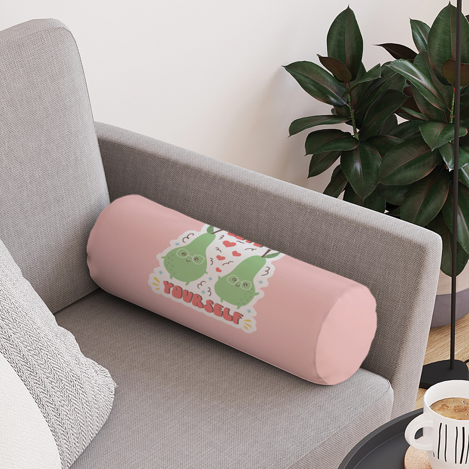 

Декоративная подушка валик JoyArty Веселые груши на молнии, 45х16см, Розовый, Веселые груши