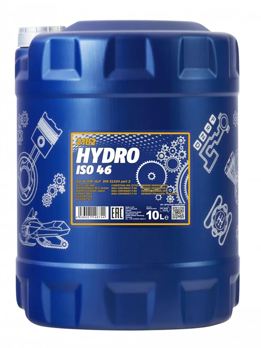 MANNOL 220210 Гидравлическое масло с высоким индексом вязкости HYDRO HV ISO 46 10 л