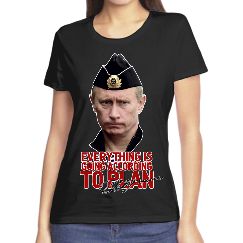 

Футболка женская черная 44 р-р с Путиным everuthing is gong accorong, Черный, fzh_everuthing_is_gong_accorong