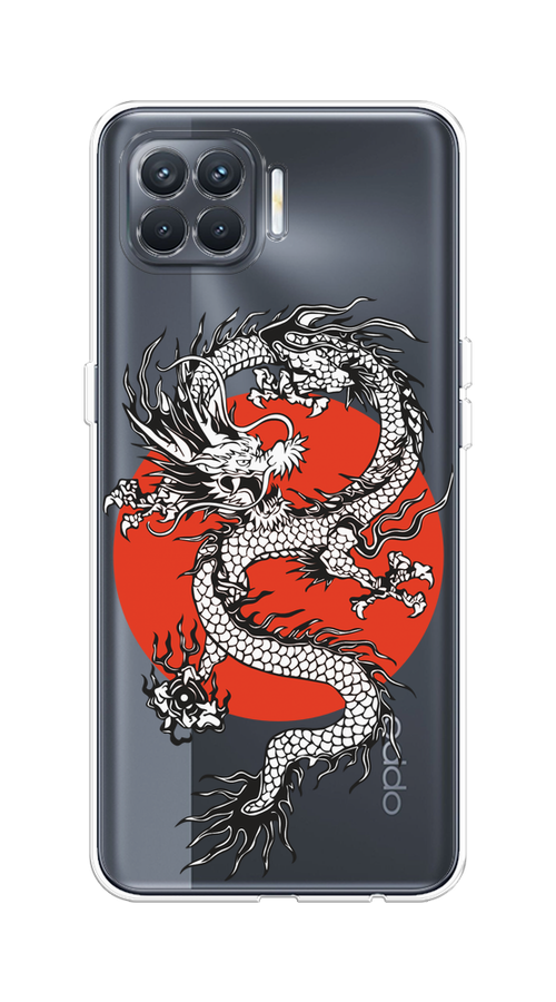 

Чехол на Oppo Reno 4 Lite/A93 "Восходящий дракон", Белый;черный;красный, 254550-1